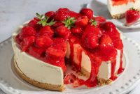 Ultimate Strawberry White Chocolate Cheesecake