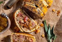 Caramelized Apple and Onion Sausage Plait with Crispy Bacon