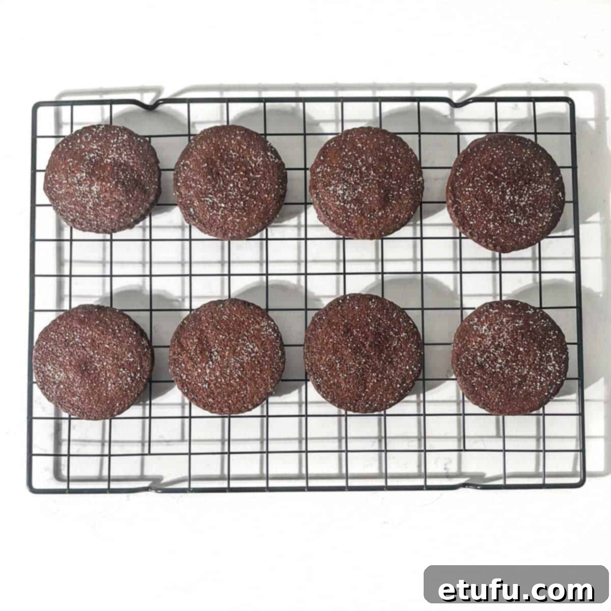 Chocolate shortbreads on a colling rack.