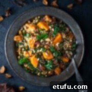 Sweet potato and kale salad in a metal bowl