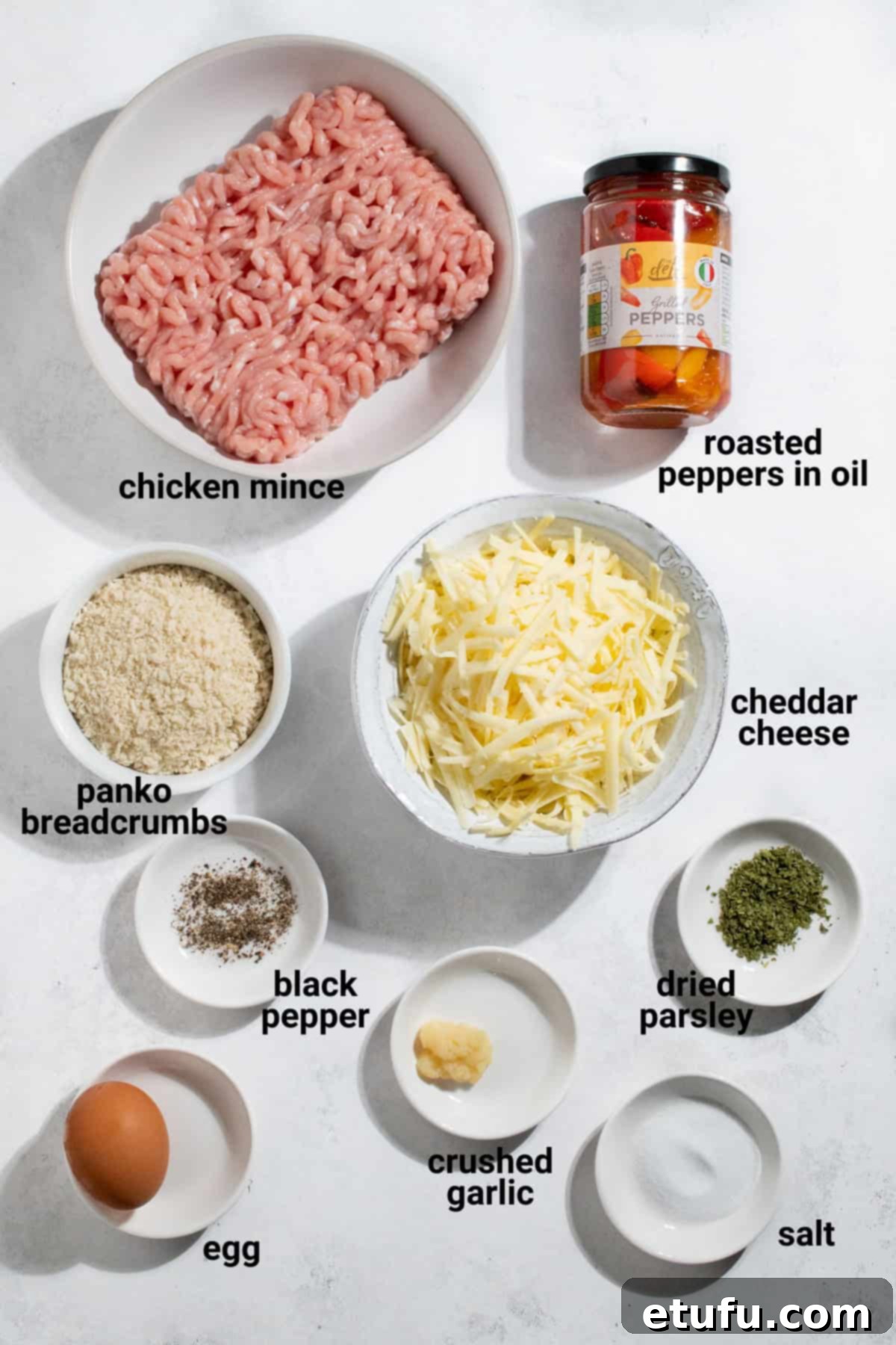 Chicken rissoles ingredients.