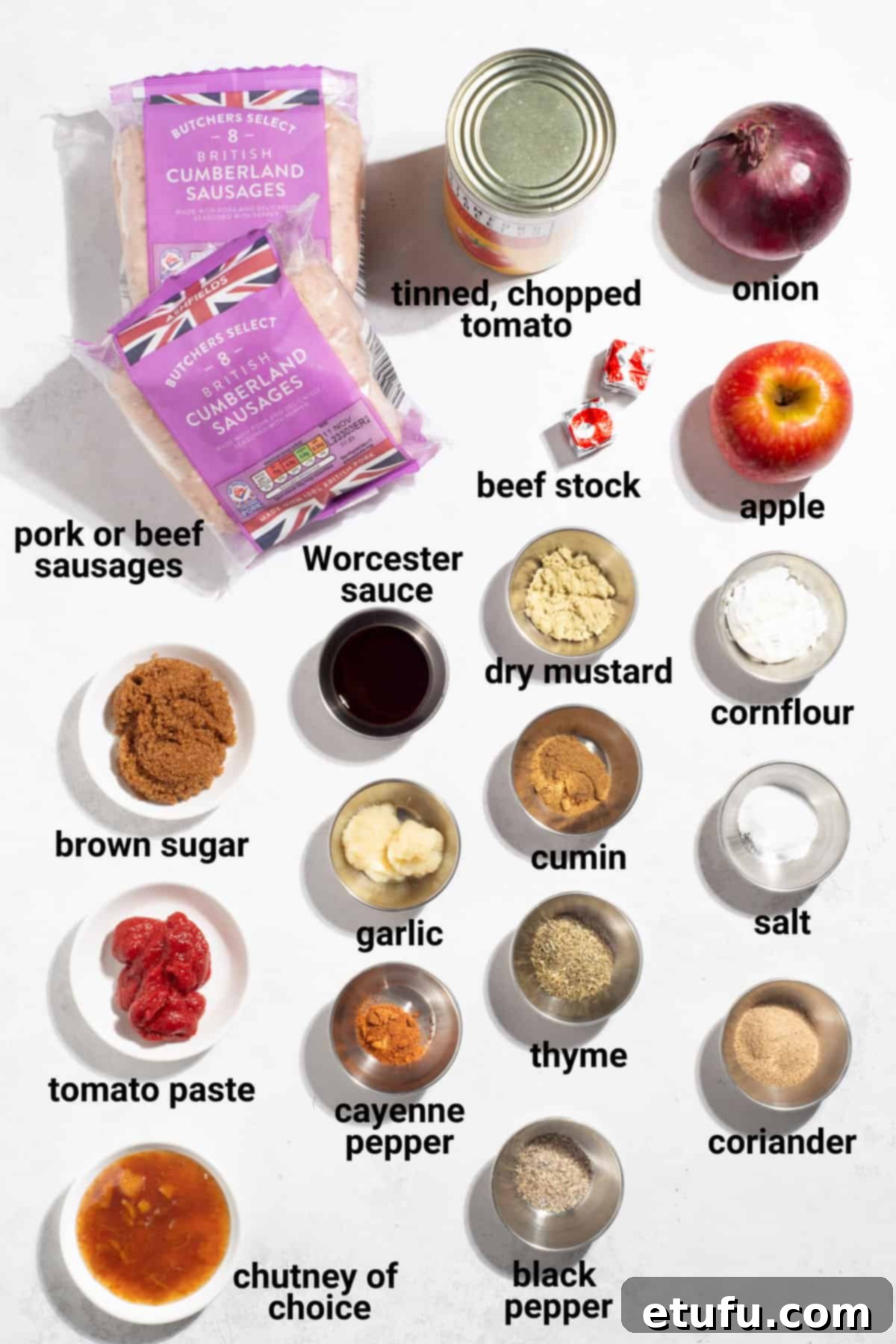 Ultimate Devilled Sausages 5 Devilled sausages ingredients.