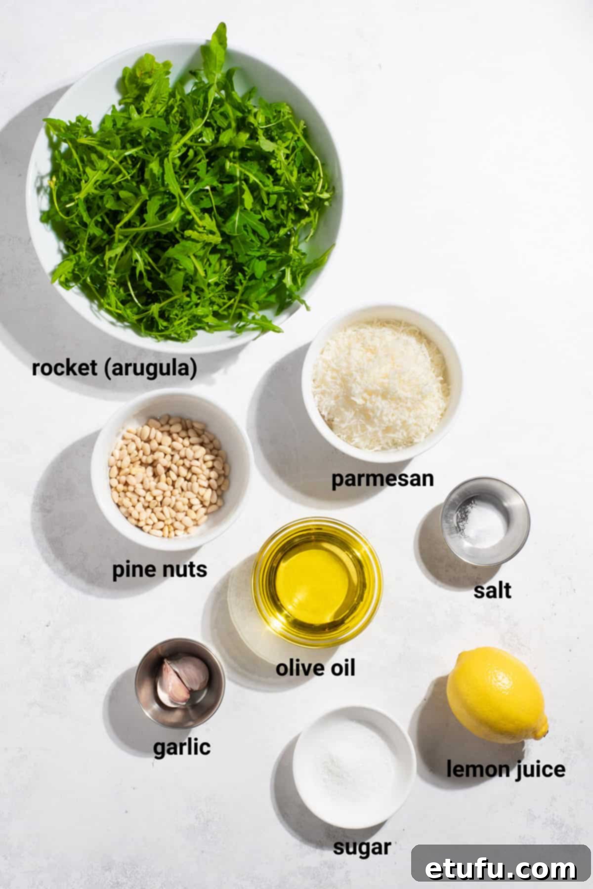 Rocket pesto ingredients.