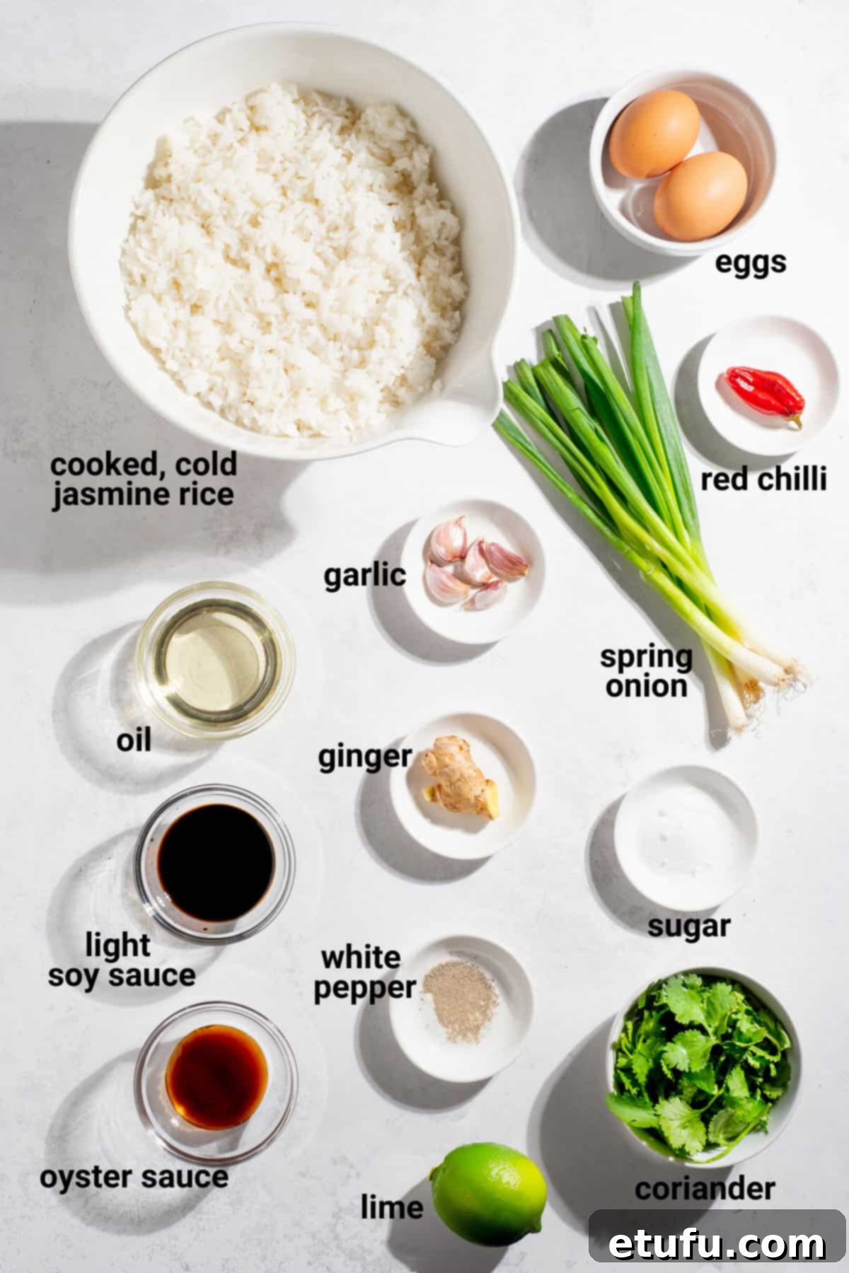 Khao pad ingredients. 
