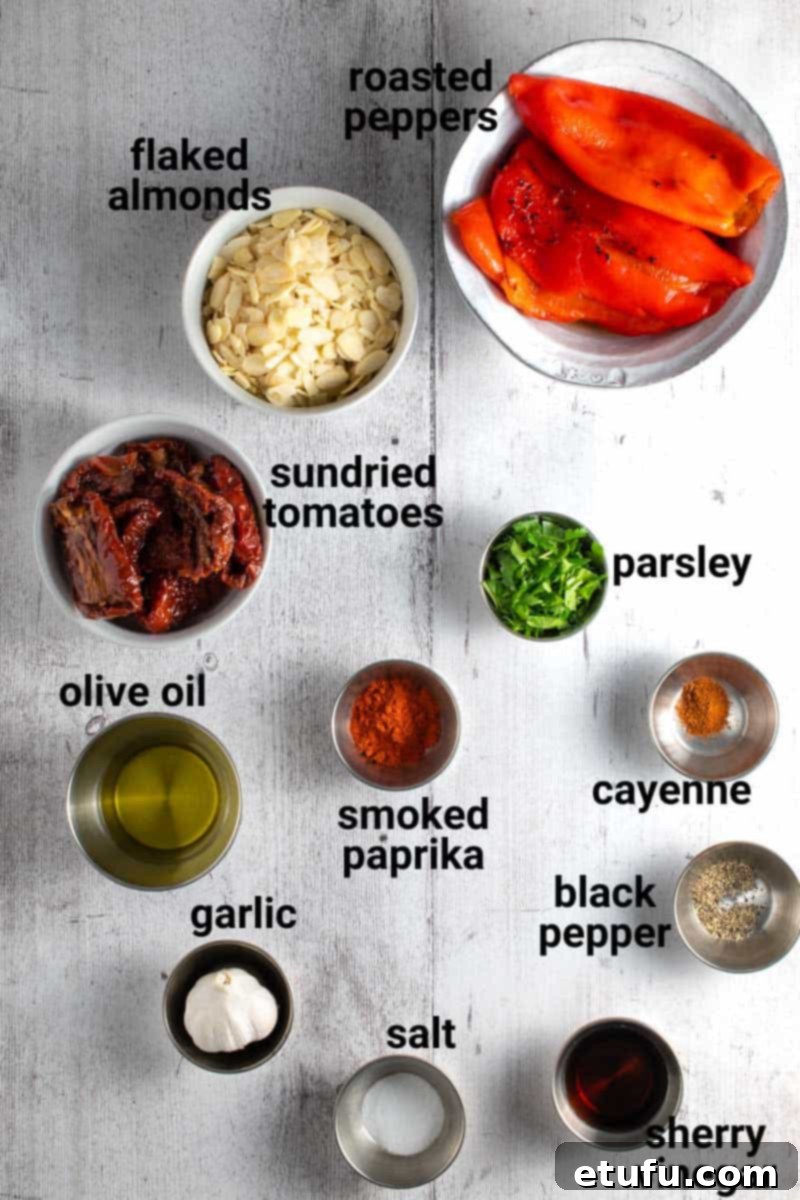 Romesco dip ingredients.