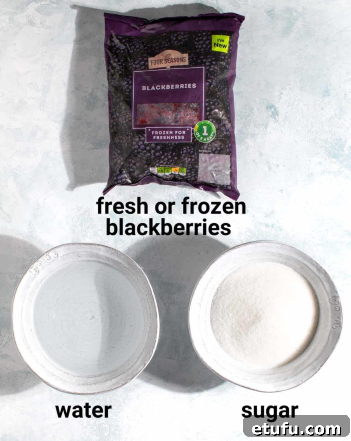 Blackberry simple syrup ingredients.