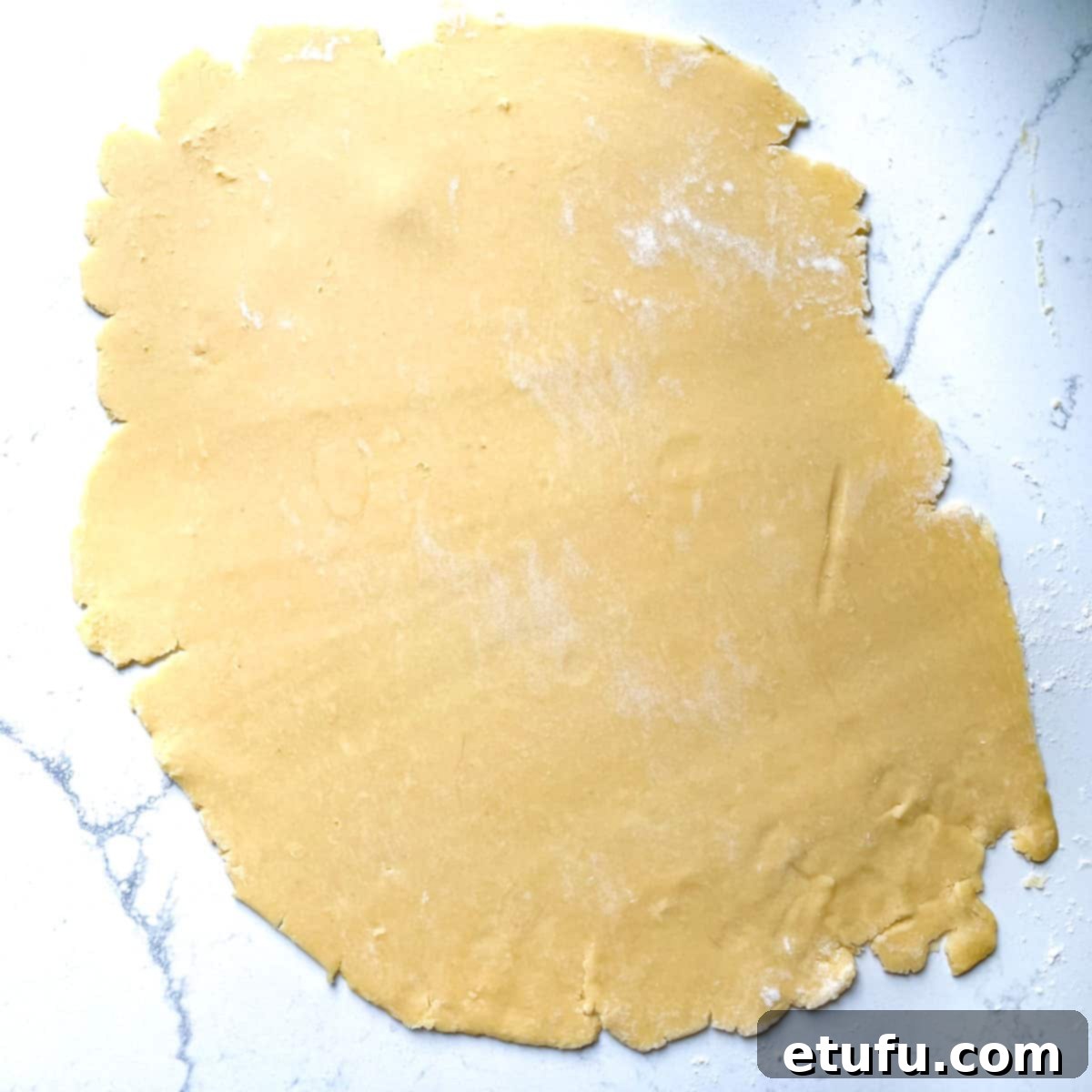 Exquisite French Fruit Tart 13 Rolled out pastry dough for the tarte aux fruits.