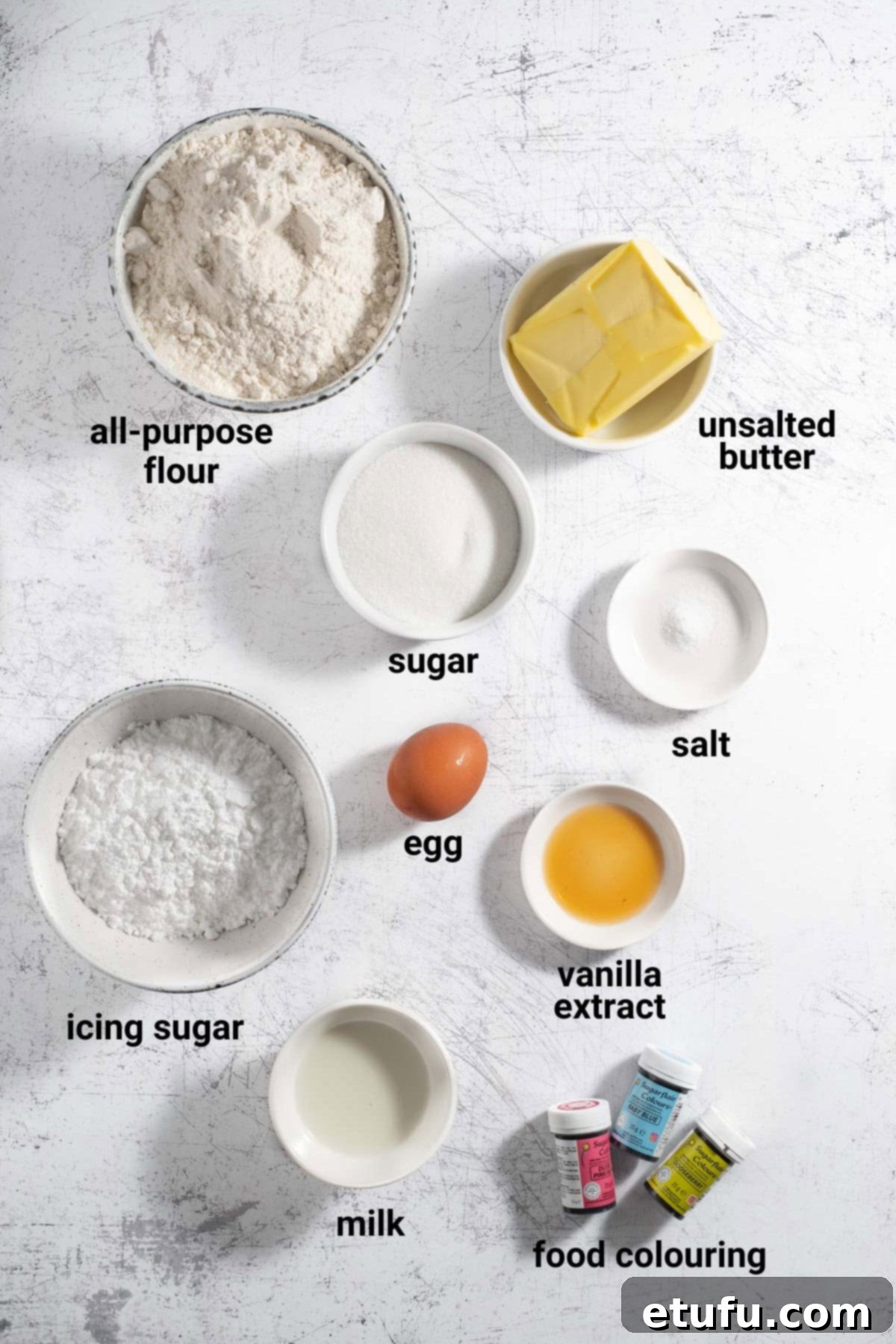 Thumbprint icing cookies ingredients.
