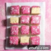 Tottenham cake squares on a pink background.