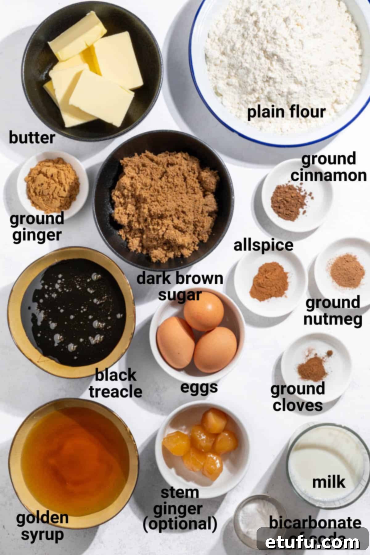 Jamaican ginger cake ingredients.