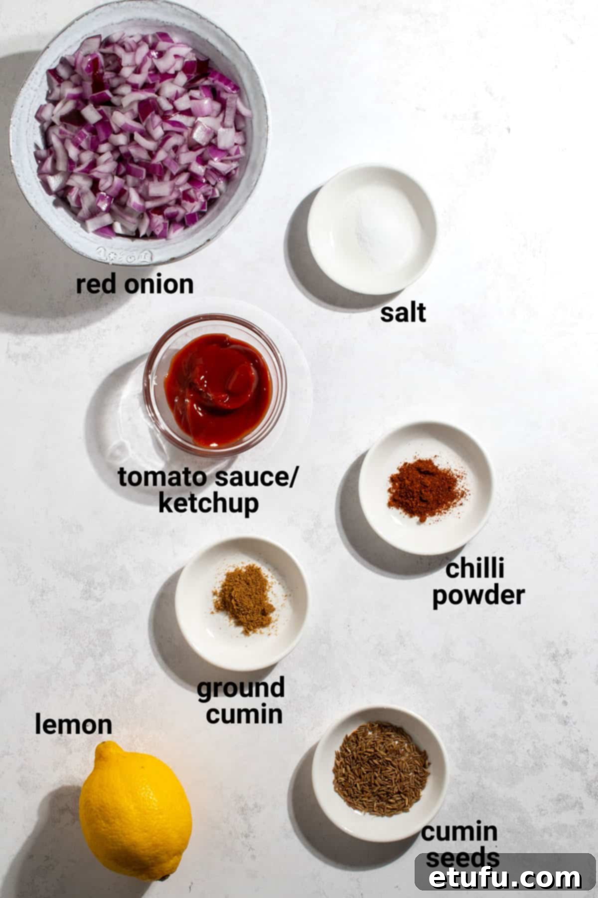 Poppadom Perfection: Indian Onion Chutney 4 Indian onion chutney ingredients.