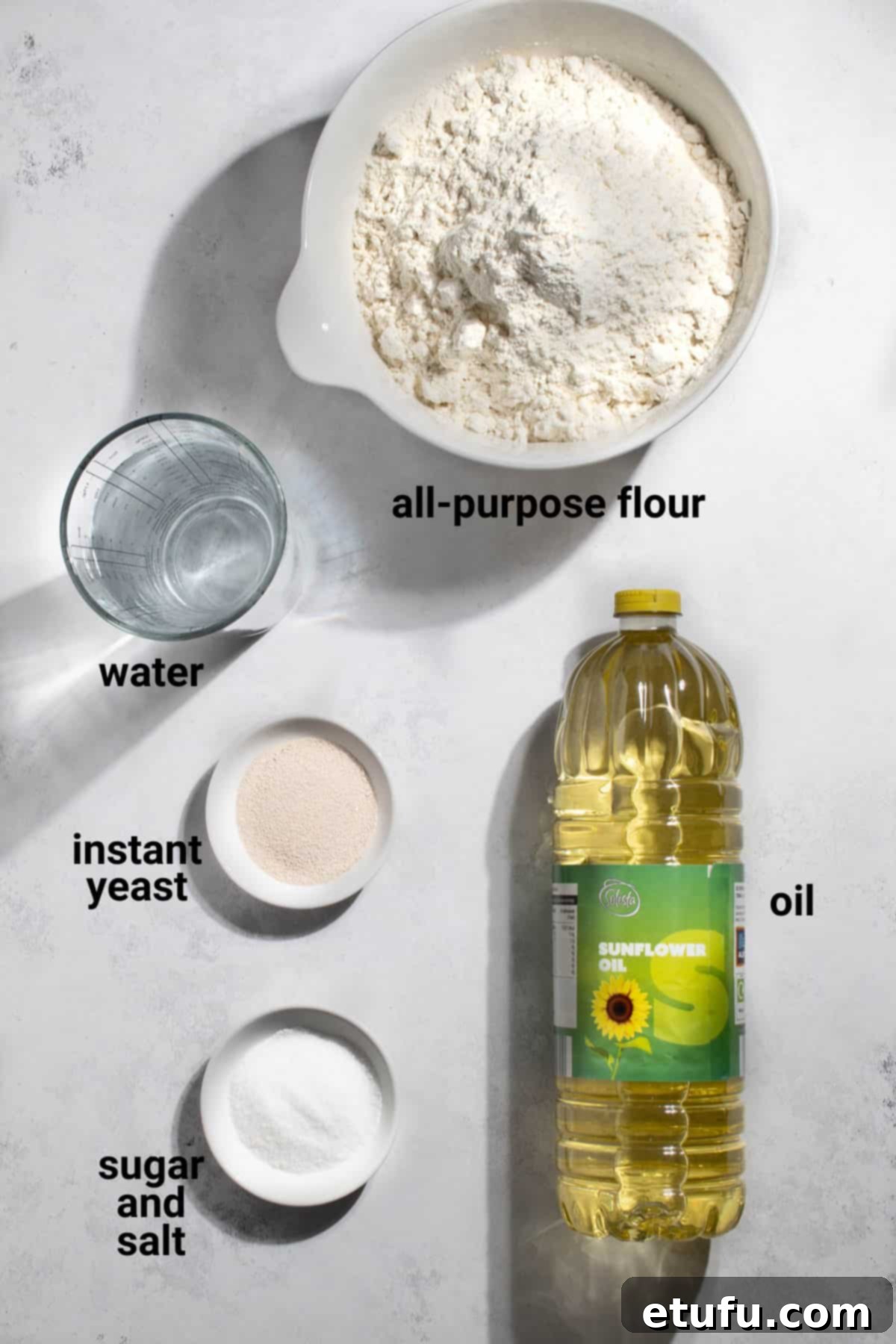 Vetkoek ingredients.