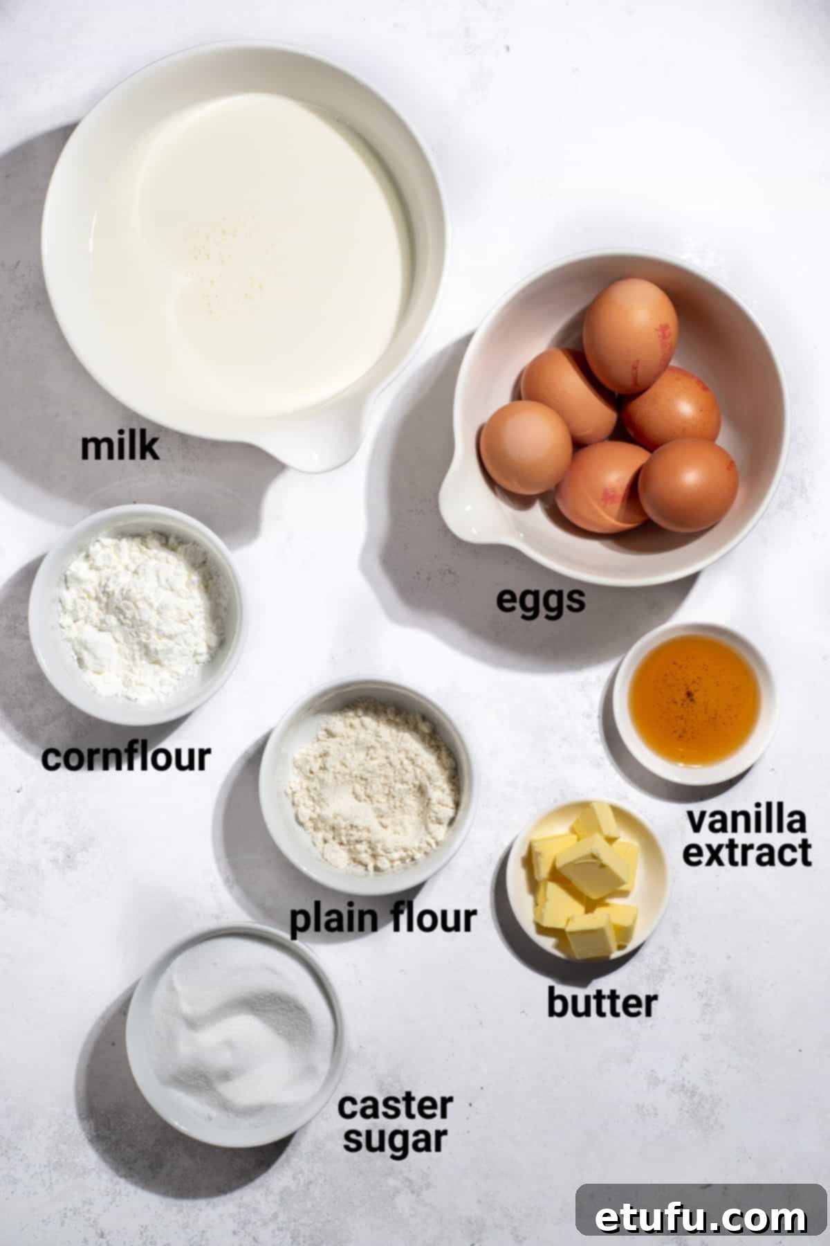 Crème Pâtissière ingredients.