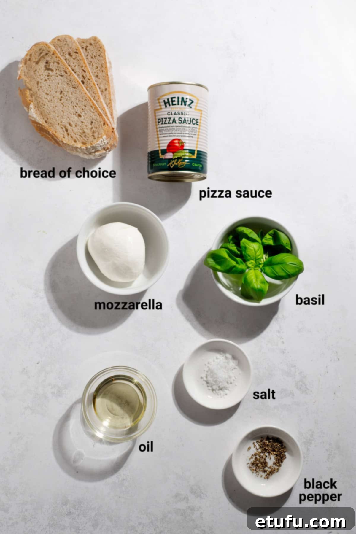 Margherita pizza toast ingredients.