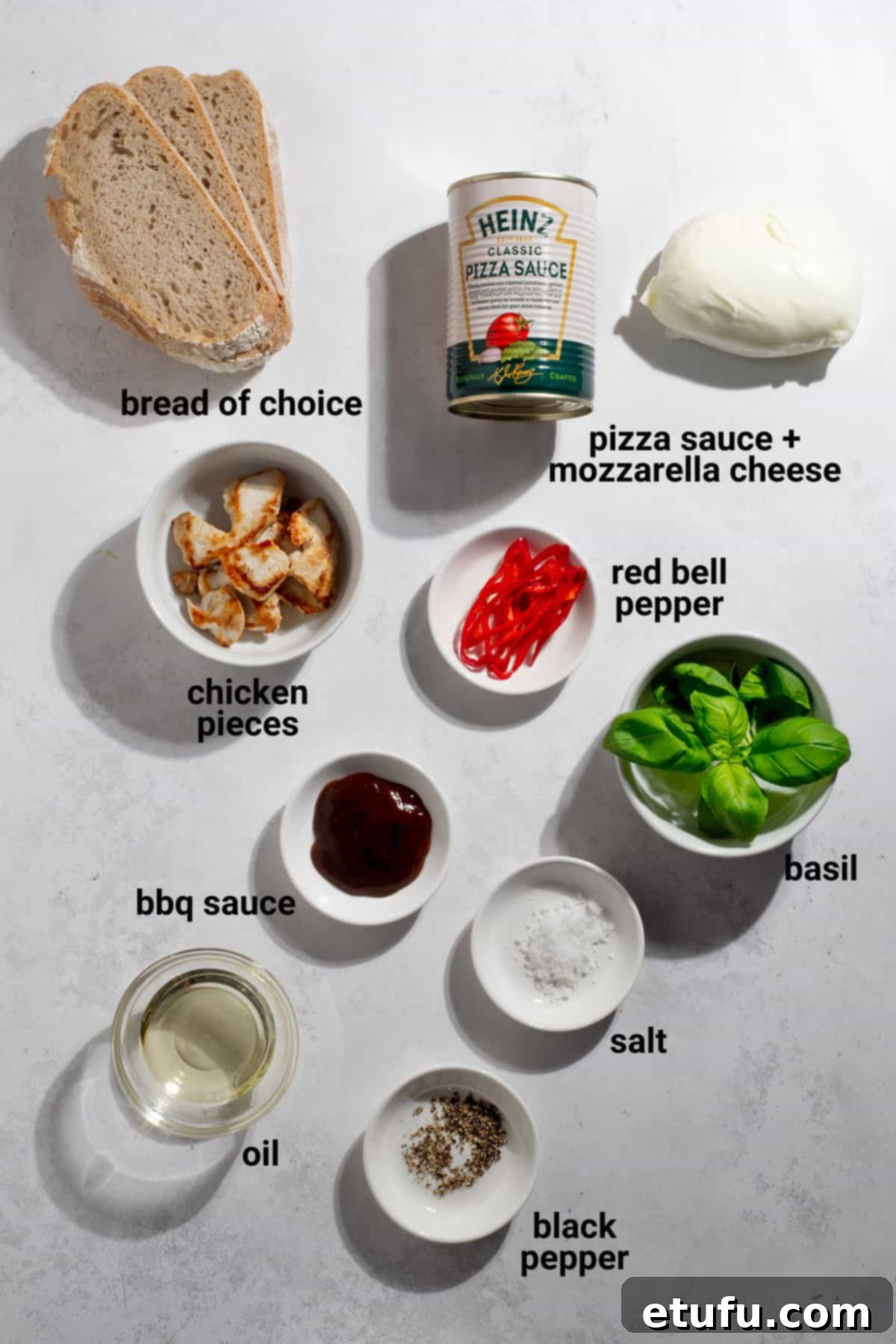 BBQ chicken pizza toast ingredients.