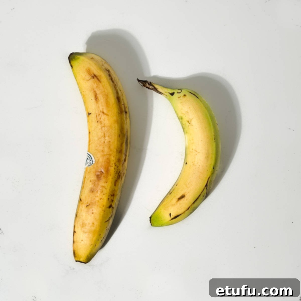 Golden Banana Chocolate Chunk Muffins 4 Two bananas of different sizes.