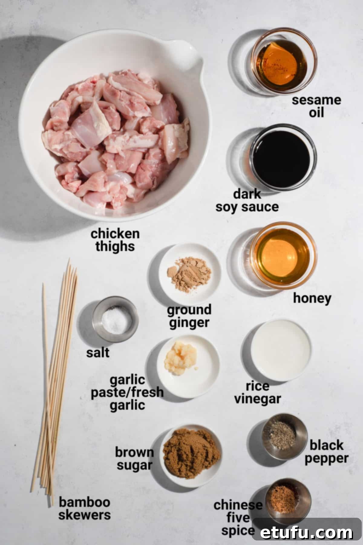 Chinese chicken on a stick ingredients.