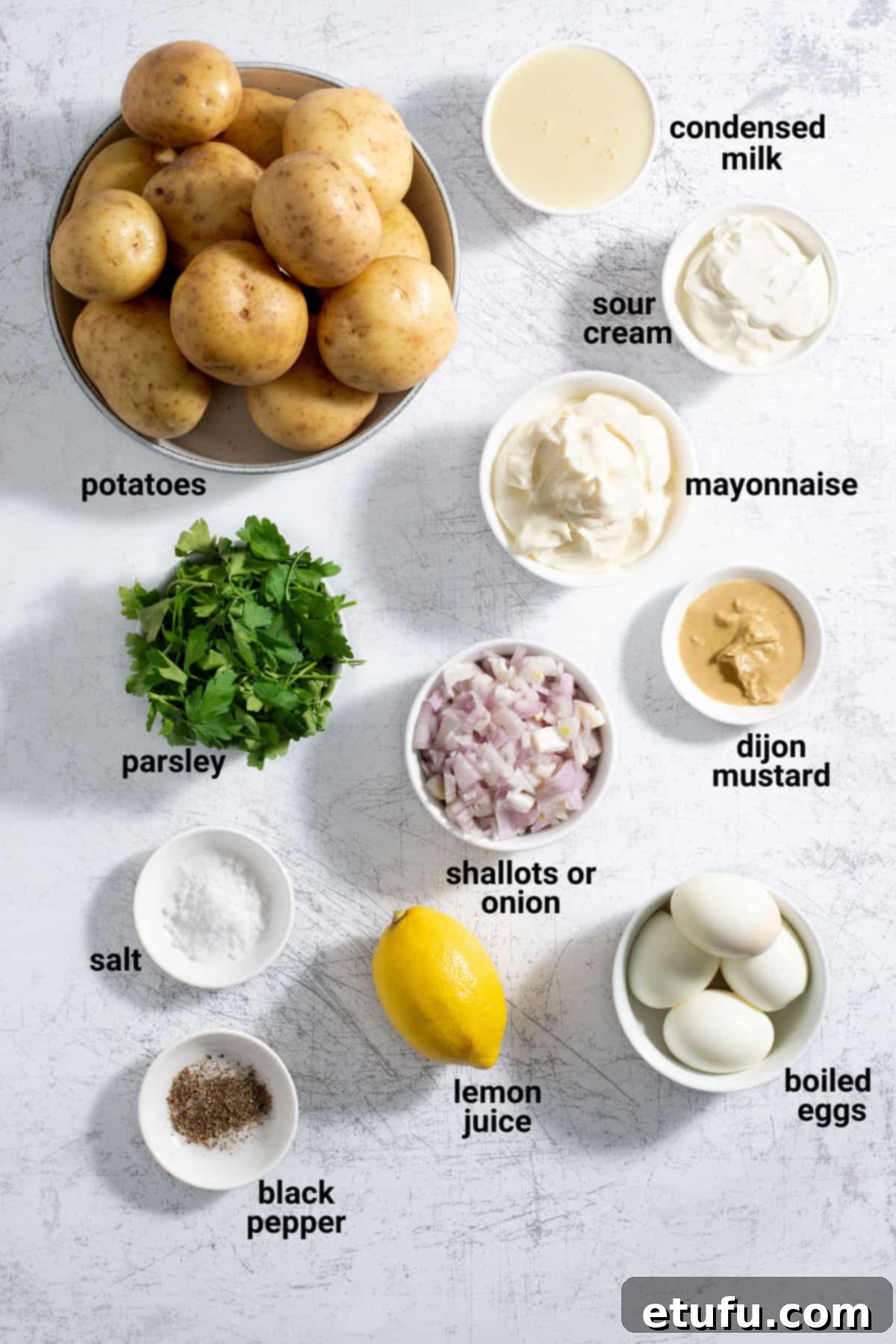 South African potato salad ingredients.