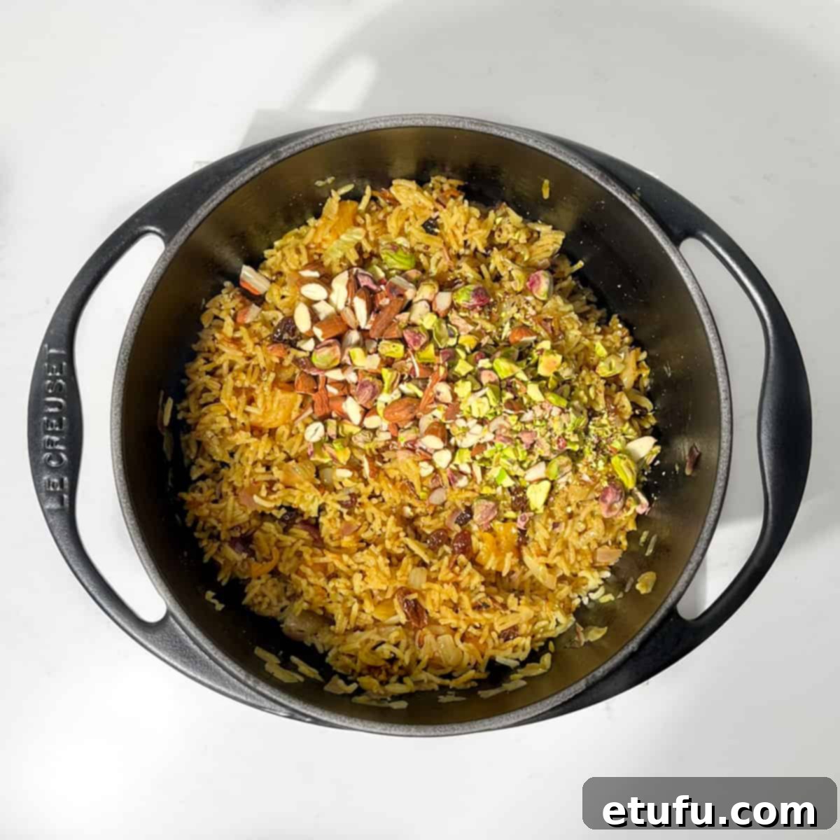 Sultan's Moroccan Pilaf 9 Gently folding roughly chopped pistachios and toasted almonds into the aromatic, fluffy Moroccan rice pilaf.