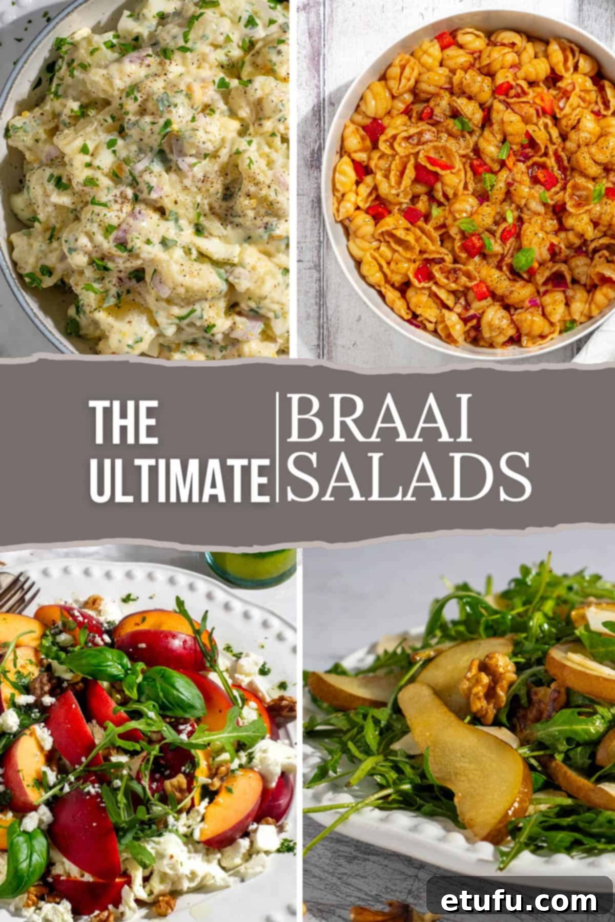 A vibrant collection of braai salad recipes laid out on a table, ready for a South African gathering.